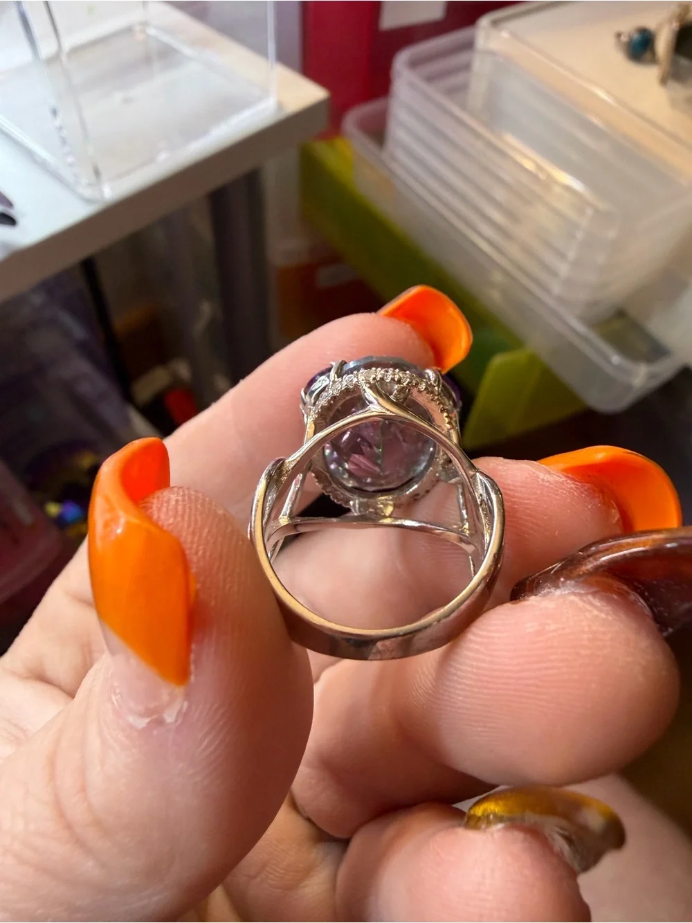 Mystic Topaz and Amethyst Cocktail Ring - Silver